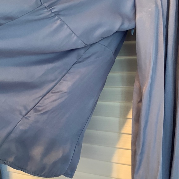 🛑SOLD🛑 Zara Satin Effect Button Top Long Sleeve Top Periwinkle - Picture 8 of 12